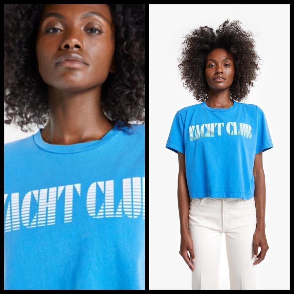💕MOTHER💕 The Short Sleeve Slouch Tee Yacht Club Graphic Tee Blue XS NWT